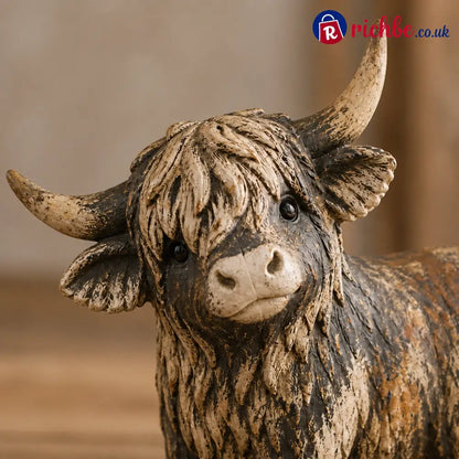 🐮 Rustic Highland Cow Figurine – 🌾Charming Farmhouse Tabletop Decor