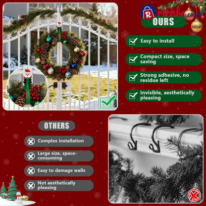 🎄🎅 Santa Claus Adhesive Hooks (12-Pack), no drills no nails just peel stick and hang - Houseware & Kitchen