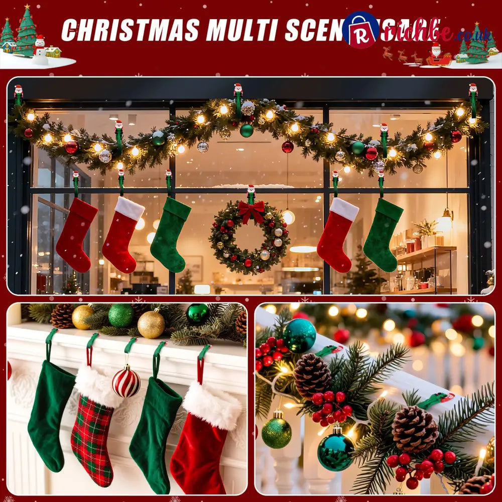 🎄🎅 Santa Claus Adhesive Hooks (12-Pack), no drills no nails just peel stick and hang - Houseware & Kitchen