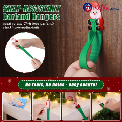 🎄🎅 Santa Claus Adhesive Hooks (12-Pack), no drills no nails just peel stick and hang - Houseware & Kitchen
