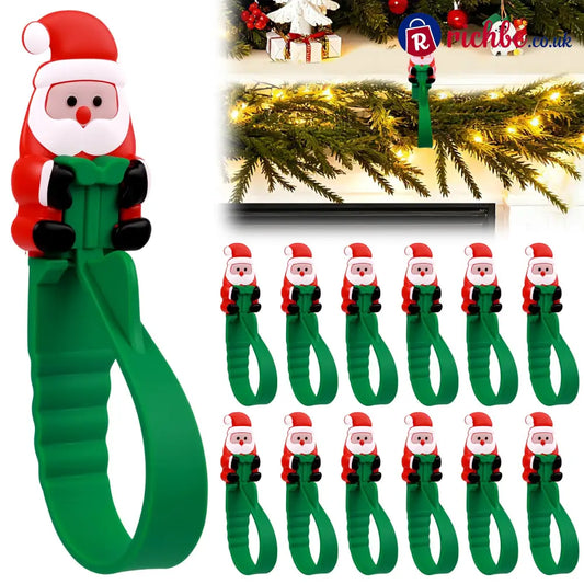 🎄🎅 Santa Claus Adhesive Hooks (12-Pack), no drills no nails just peel stick and hang - Houseware & Kitchen