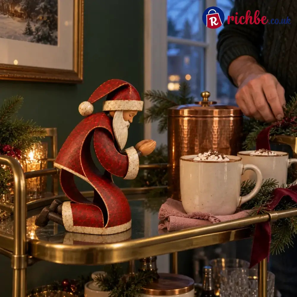 Santa Kneeling Before Jesus Christmas Figurines - Kneeling Santa