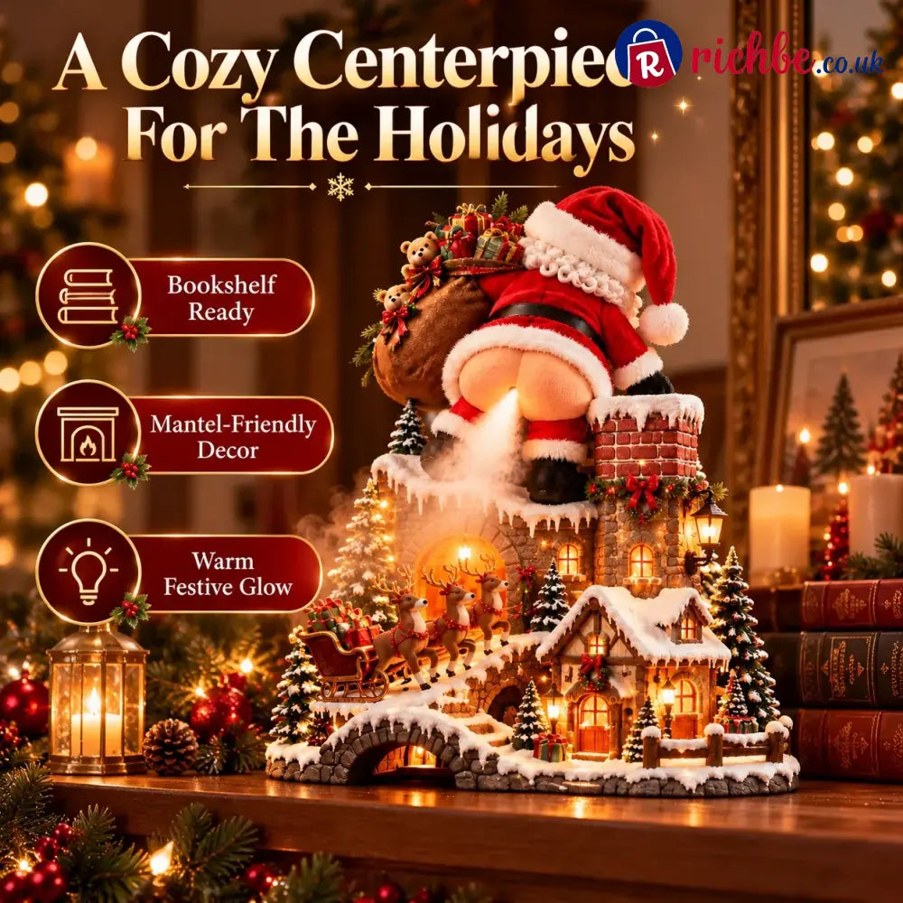 🎅 Santa’s Cheeky Christmas Village – Lighted Aroma Diffuser with Funny Santa Mist & Magical Holiday Glow