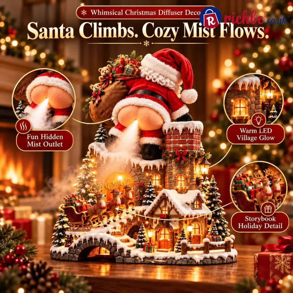 🎅 Santa’s Cheeky Christmas Village – Lighted Aroma Diffuser with Funny Santa Mist & Magical Holiday Glow
