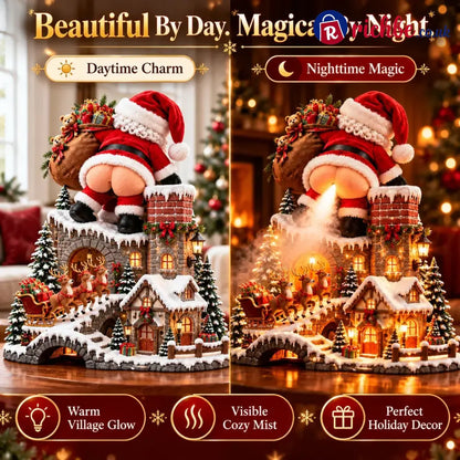 🎅 Santa’s Cheeky Christmas Village – Lighted Aroma Diffuser with Funny Santa Mist & Magical Holiday Glow