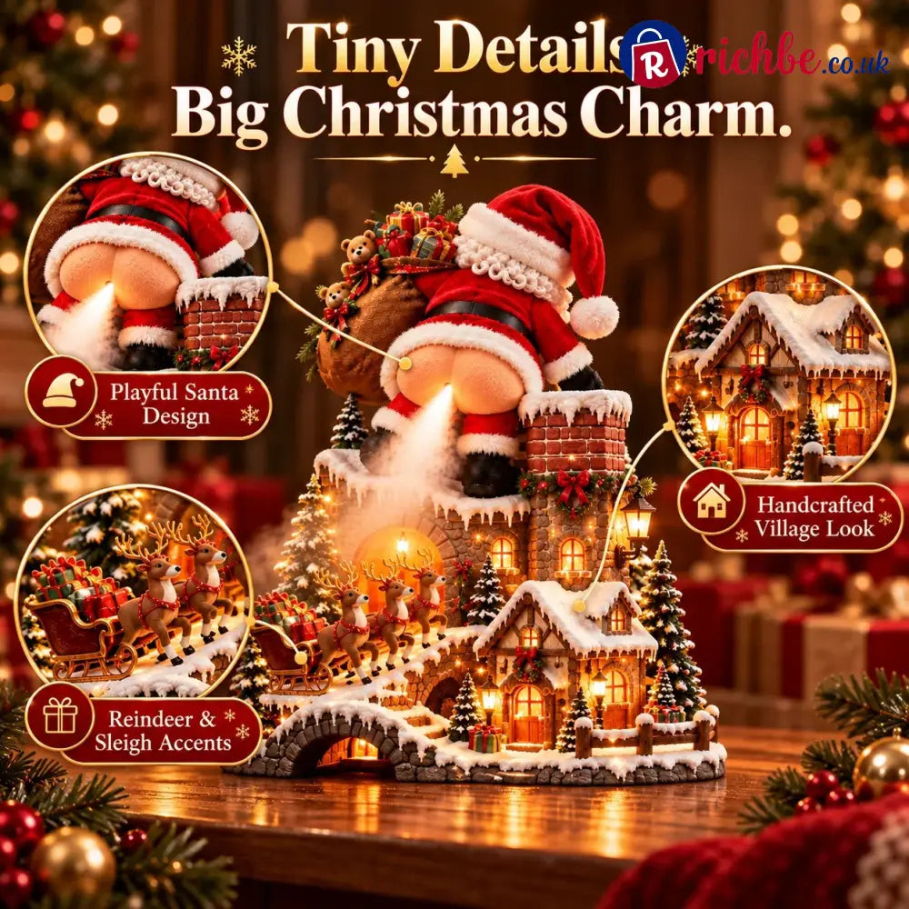 🎅 Santa’s Cheeky Christmas Village – Lighted Aroma Diffuser with Funny Santa Mist & Magical Holiday Glow