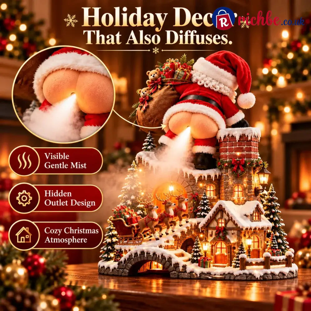 🎅 Santa’s Cheeky Christmas Village – Lighted Aroma Diffuser with Funny Santa Mist & Magical Holiday Glow