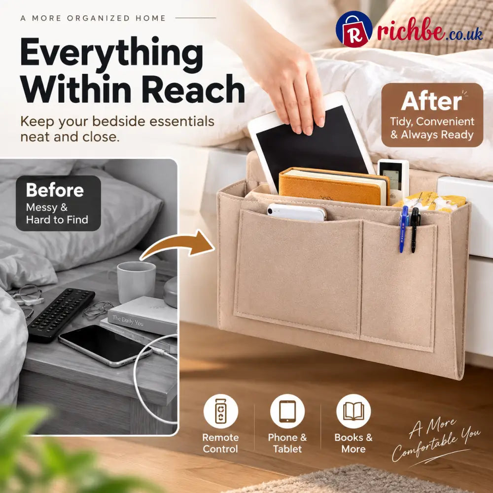 🛏️ Save 49% ! 🧺 Bedside Hanging Caddy – Multi‑pocket felt organizer for dorm & bunk ✨ - Hot sale