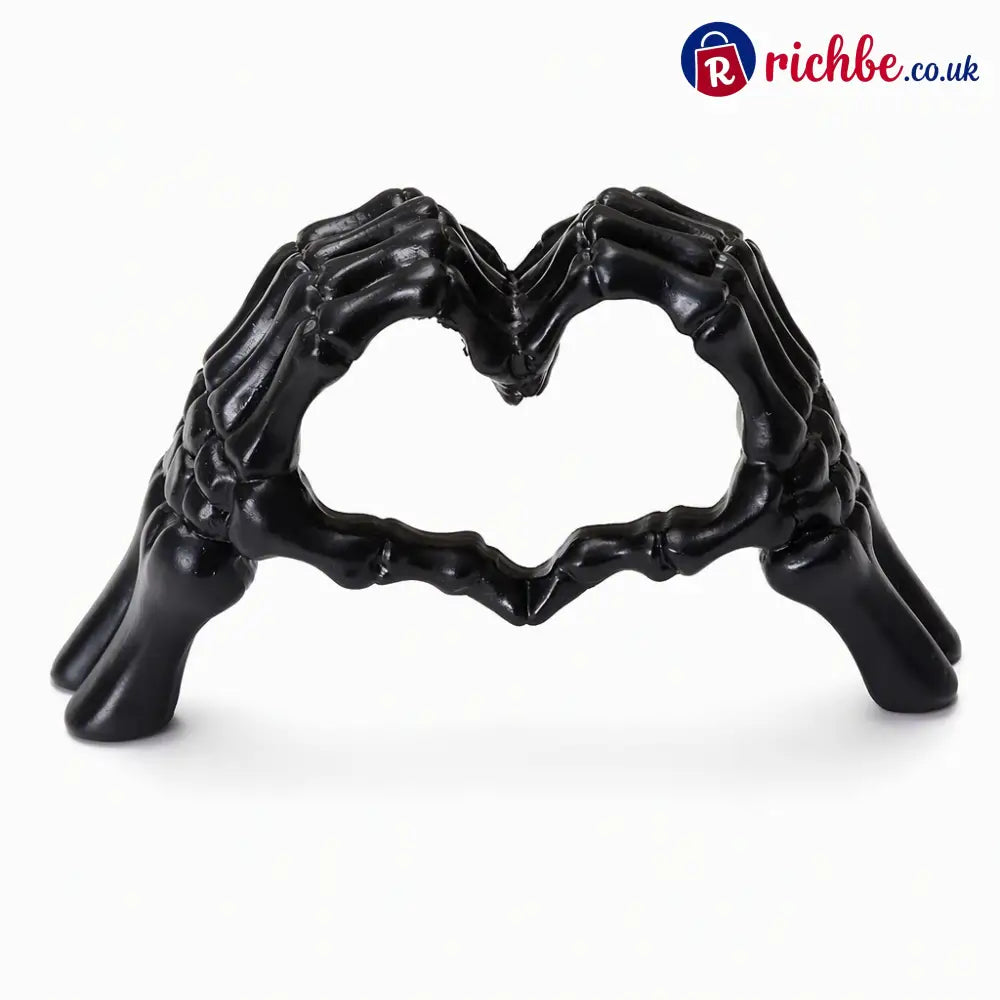 💀 Save 50% ! 🎃 Skeleton Figurine – Heart hand gesture & desk‑ready ✨ - black - Hot sale