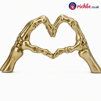 💀 Save 50% ! 🎃 Skeleton Figurine – Heart hand gesture & desk‑ready ✨ - gold - Hot sale