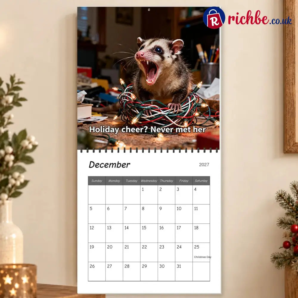 🐾Screaming Possums 2027 Wall Calendar – 12-Month Funny Relatable Calendar - 2027 CALENDAR