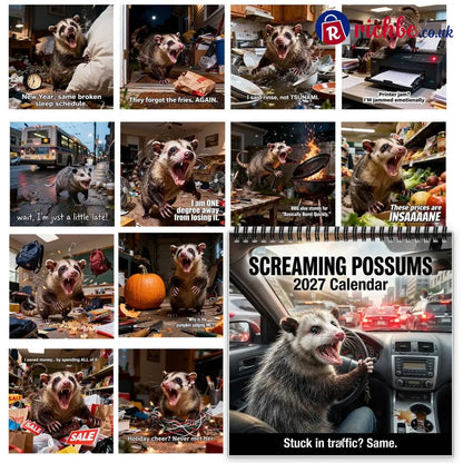 🐾Screaming Possums 2027 Wall Calendar – 12-Month Funny Relatable Calendar - 2027 CALENDAR