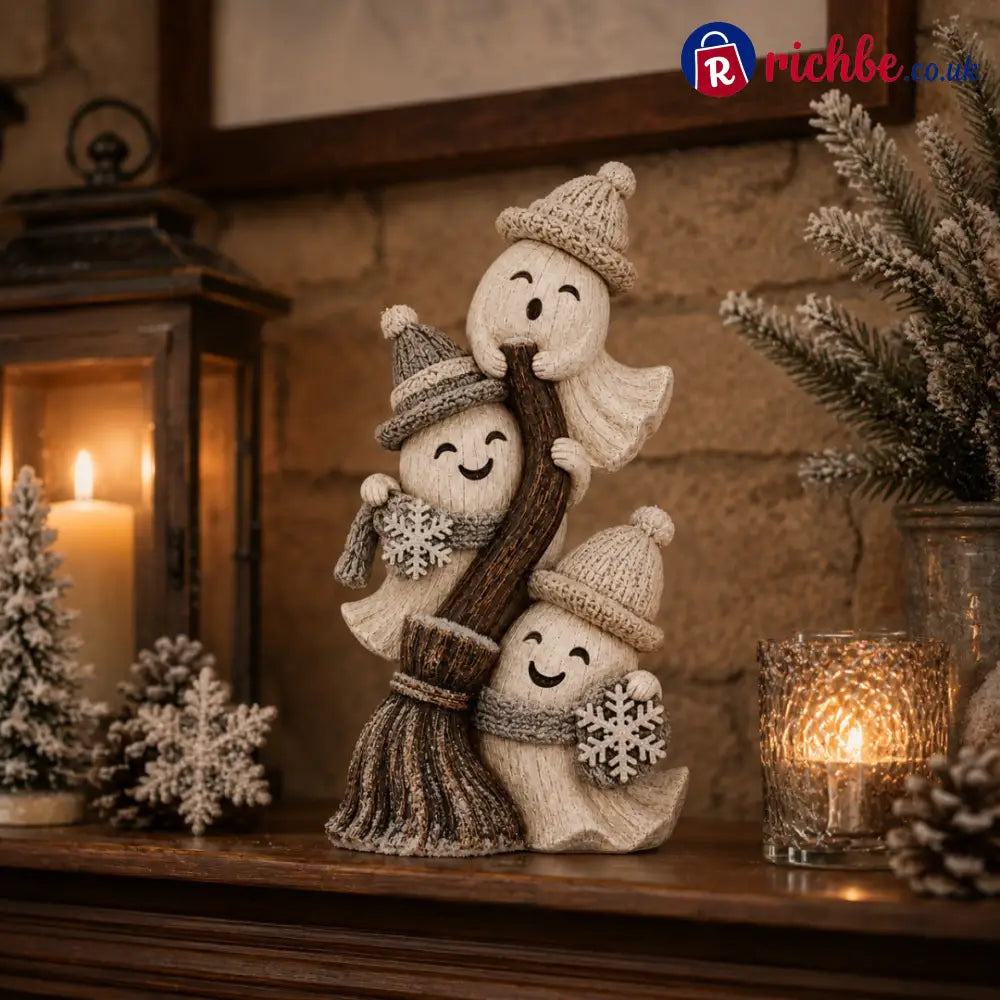 🌸Seasonal Ghost Broom Decor - ❄️Christmas Snowflake Ghost - 2