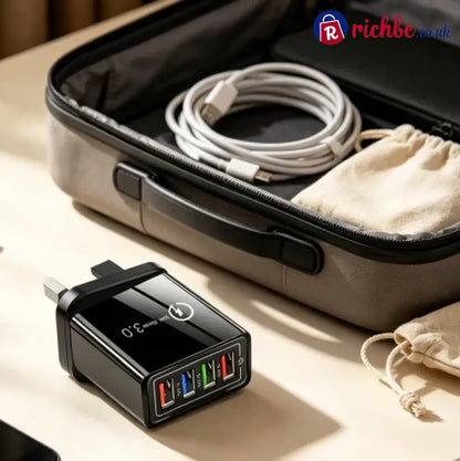 ⚡️Secret to Faster Phone Performance⚡️Four-Port Travel Charger for Extended Phone Battery Life