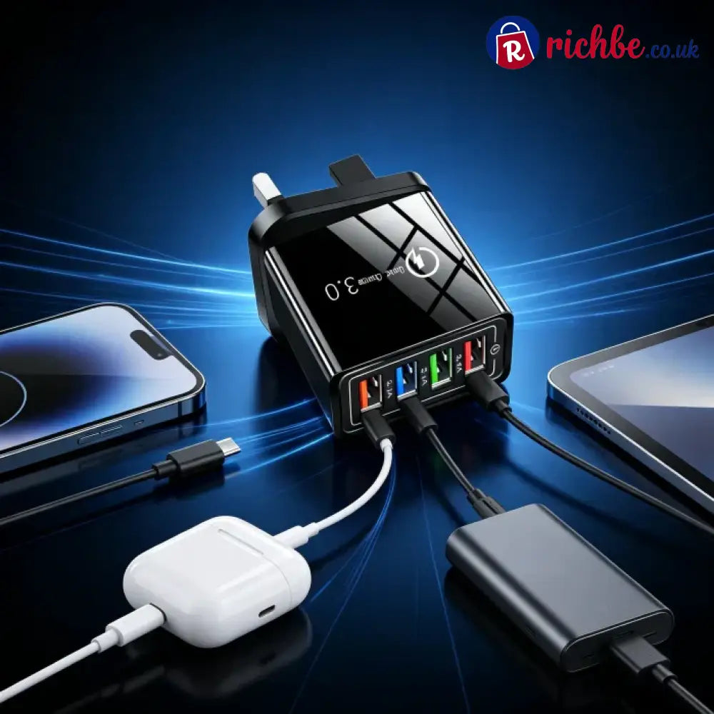 ⚡️Secret to Faster Phone Performance⚡️Four-Port Travel Charger for Extended Phone Battery Life