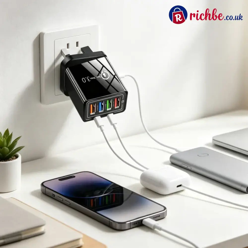 ⚡️Secret to Faster Phone Performance⚡️Four-Port Travel Charger for Extended Phone Battery Life