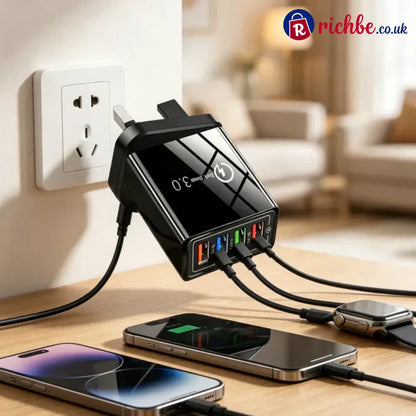 ⚡️Secret to Faster Phone Performance⚡️Four-Port Travel Charger for Extended Phone Battery Life