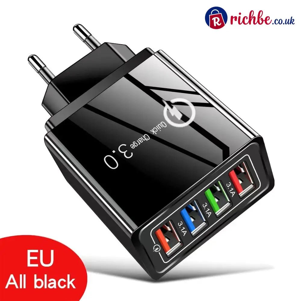⚡️Secret to Faster Phone Performance⚡️Four-Port Travel Charger for Extended Phone Battery Life - EU / 1 PC