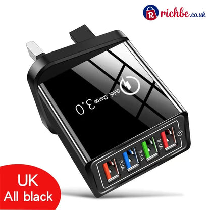 ⚡️Secret to Faster Phone Performance⚡️Four-Port Travel Charger for Extended Phone Battery Life - UK / 1 PC