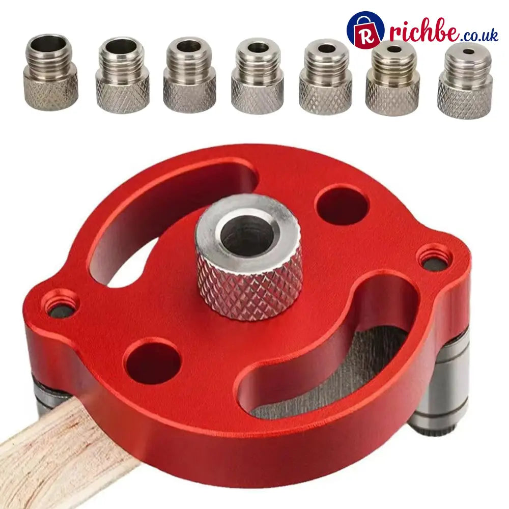 Self-Centering Doweling Jig,, with free 8 Interchangeable Bushings - ❤️Red
