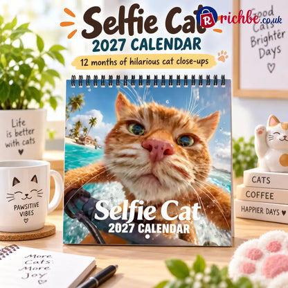 😼Selfie Cat 2027 Wall Calendar – 12 Months of Hilarious Cat Close-Ups - 2027 CALENDAR