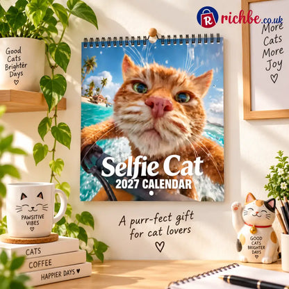 😼Selfie Cat 2027 Wall Calendar – 12 Months of Hilarious Cat Close-Ups - 2027 CALENDAR