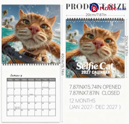 😼Selfie Cat 2027 Wall Calendar – 12 Months of Hilarious Cat Close-Ups - 2027 CALENDAR