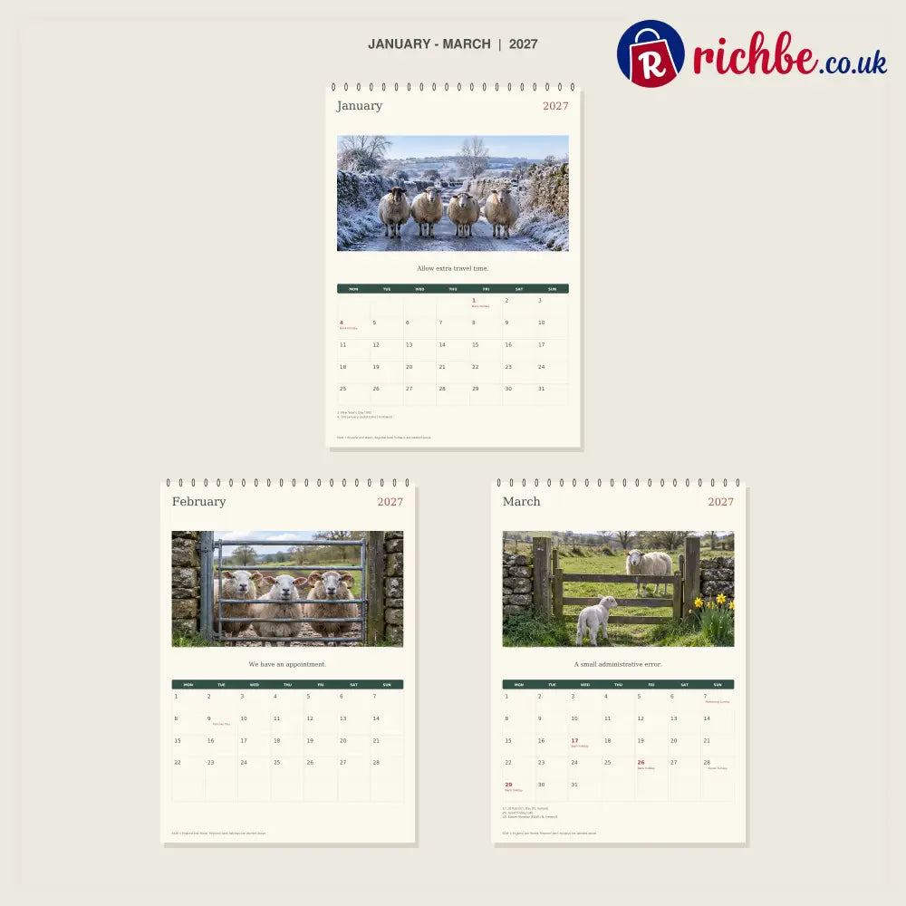 🔥Sheep With Places to Be - 2027 A4 Wall Calendar