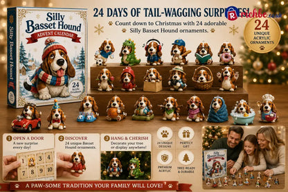 ✨Silly Basset Hound Advent Calendar 2026 - 24-Day Festive Countdown