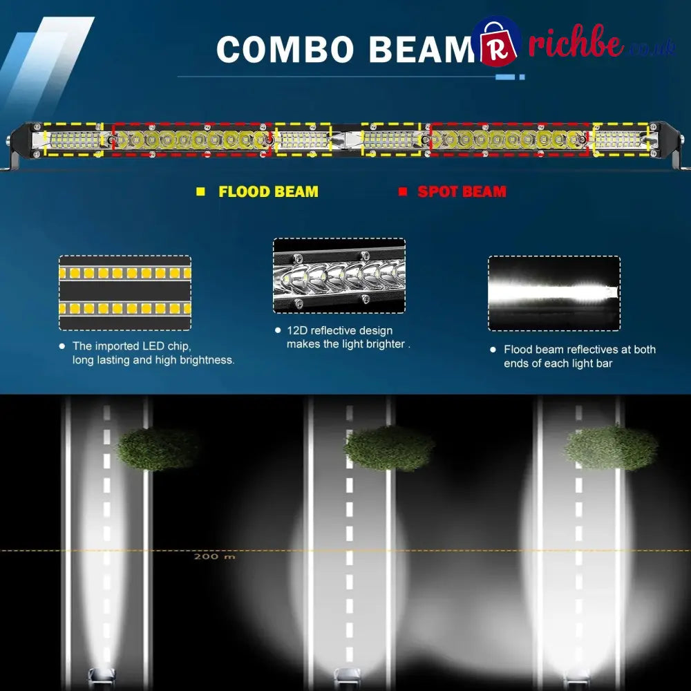 Single Row Ultra-Slim Spot Flood LED Light Bar