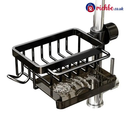 🧽Sink Organizer Rack,Hanging Faucet Drain Rack with Drip Tray Stainless Steel Detachable Sink Faucet Sponge Holder Over