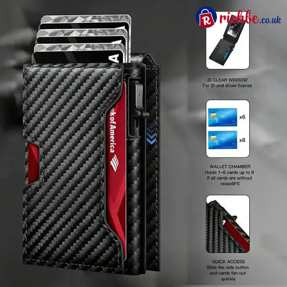 💥🎁 Slim Wallet for Men with Pop-Up Aluminum Case RFID Blocking Minimalist Leather Bifold Card Holder