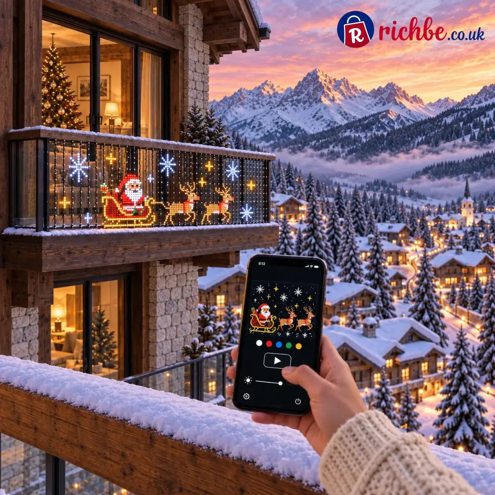 🎄 Smart LED Curtain Lights | App-Controlled Animated Christmas Wall Display ✨ - 3.37’ x3.37’ FEET | 1x1m