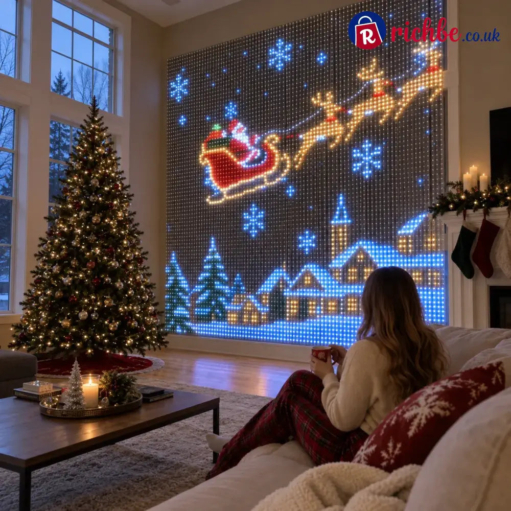 🎄 Smart LED Curtain Lights | App-Controlled Animated Christmas Wall Display ✨
