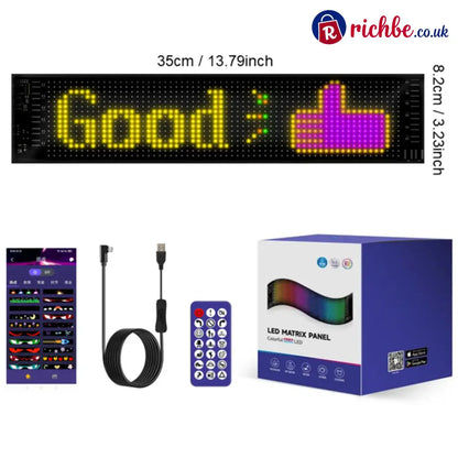 🎄 Smart LED Pixel Car Display, App-Controlled Custom Text Colors & Animations - 16×64, Wide