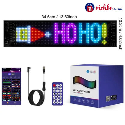 🎄 Smart LED Pixel Car Display, App-Controlled Custom Text Colors & Animations - 20×64, Large