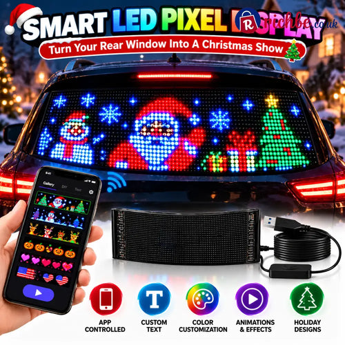 🎄 Smart LED Pixel Car Display, App-Controlled Custom Text Colors & Animations