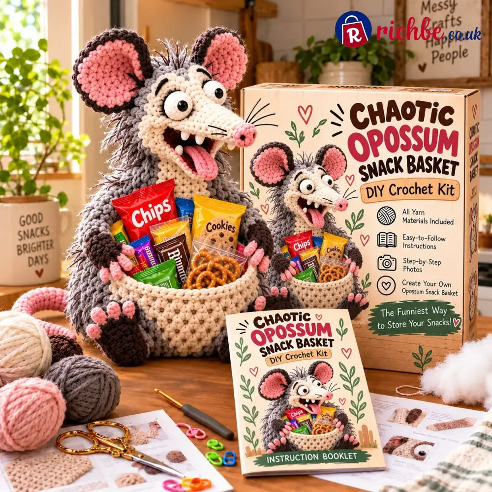 😂 Snack Attack Squad™ – Diy Crochet Funny Animal Snack Basket Collection - 🐀 Chaotic Opossum