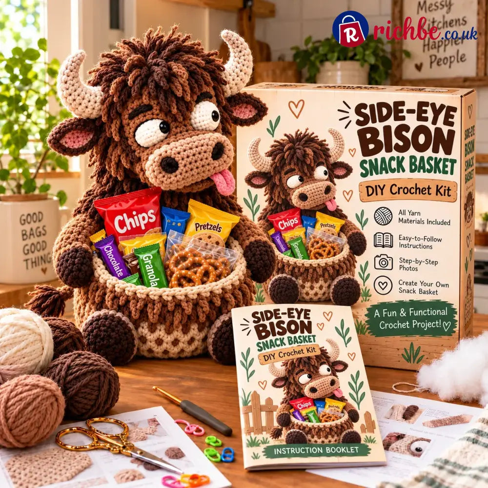 😂 Snack Attack Squad™ – Diy Crochet Funny Animal Snack Basket Collection - 👀 Side-Eye Bison