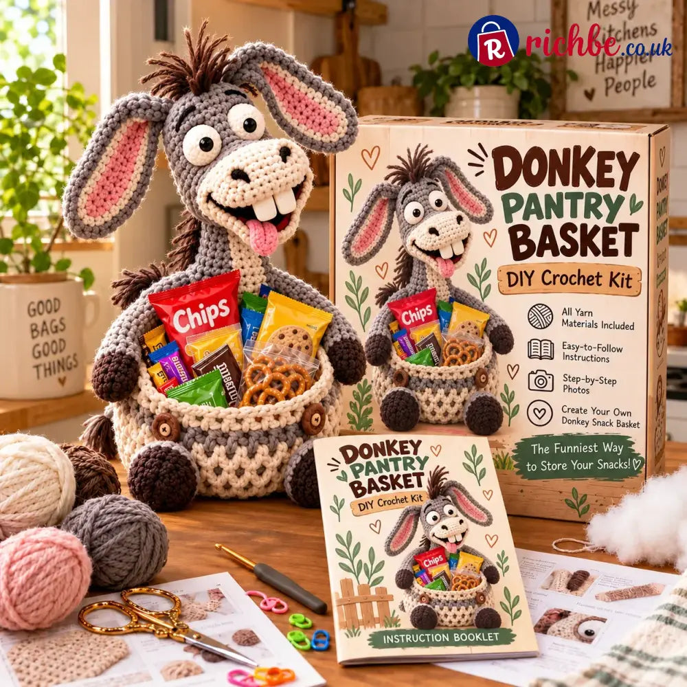 😂 Snack Attack Squad™ – Diy Crochet Funny Animal Snack Basket Collection - 😂 Silly Donkey