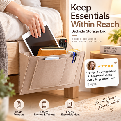 🛏️ Save 49%! 🧺 Bedside Hanging Caddy – Multi‑pocket felt organizer for dorm & bunk ✨