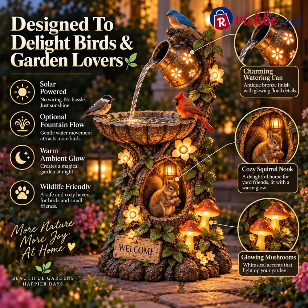 🐿️ Solar Birdbath Fountain Garden Decor – A Cozy Wildlife Haven For Your Yard