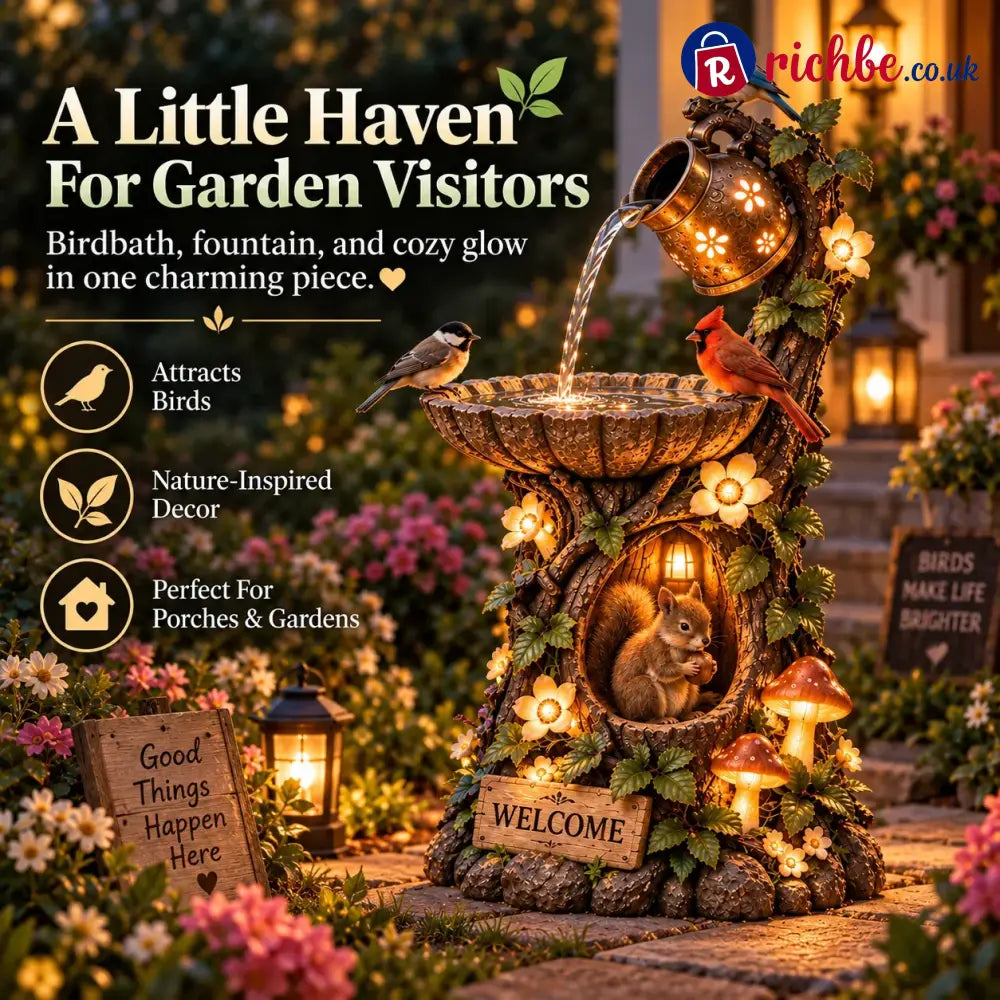 🐿️ Solar Birdbath Fountain Garden Decor – A Cozy Wildlife Haven For Your Yard