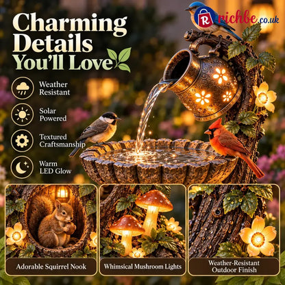 🐿️ Solar Birdbath Fountain Garden Decor – A Cozy Wildlife Haven For Your Yard