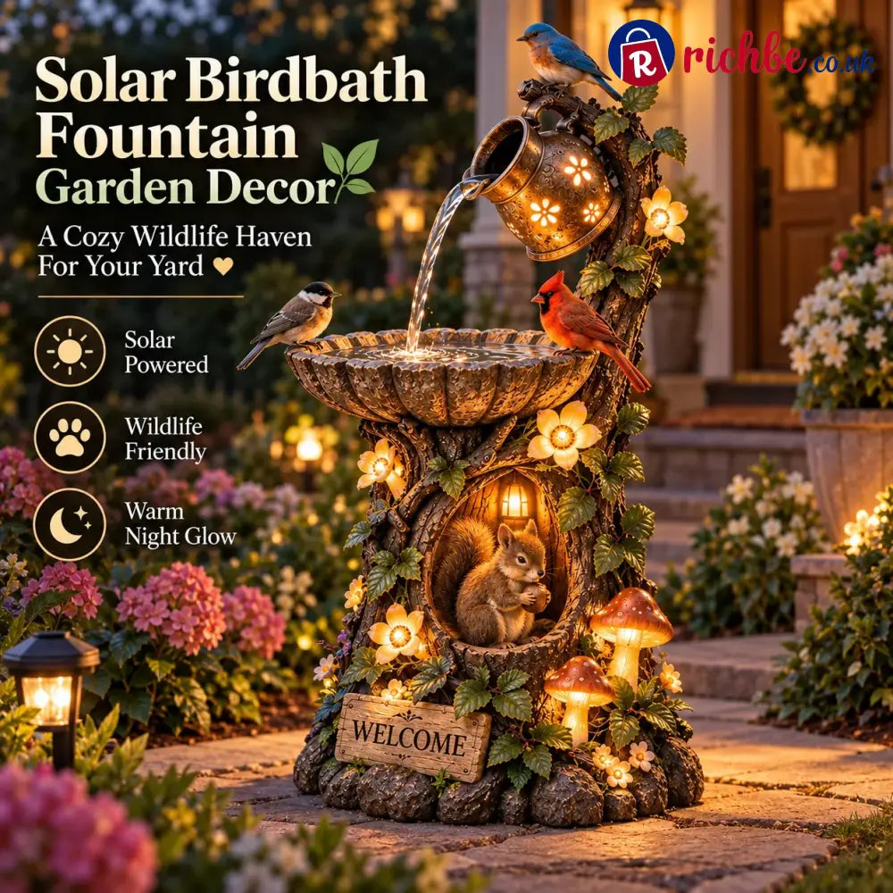 🐿️ Solar Birdbath Fountain Garden Decor – A Cozy Wildlife Haven For Your Yard