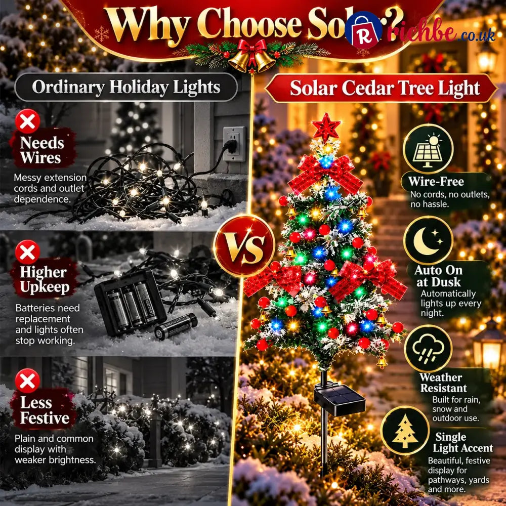 🔥 Solar Cedar Christmas Tree Lights| Festive Outdoor Holiday Decor
