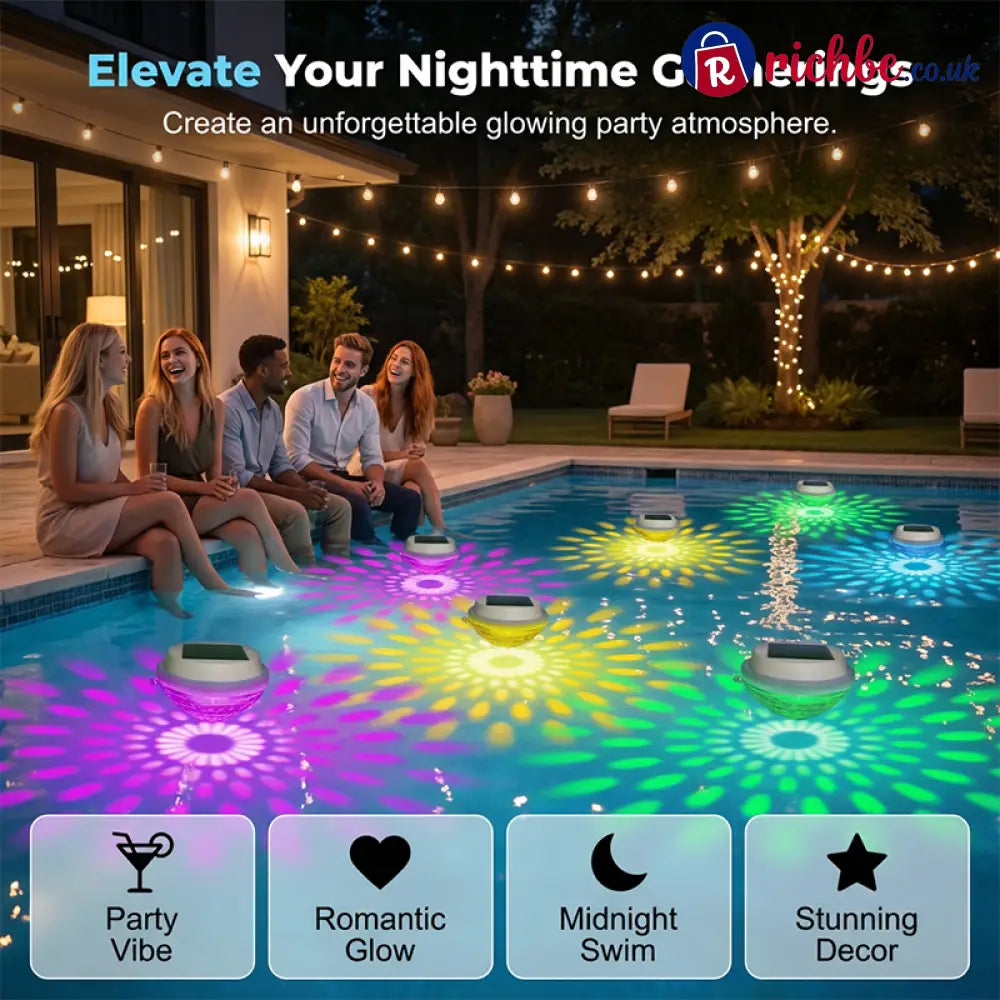 🏊 Solar Floating Pool Lights with Remote Control, RGB Colour-Changing & IP68 Waterproof - Hot products