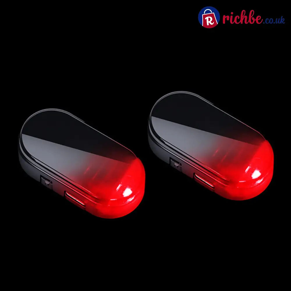 Solar Powered Car Anti-Theft Warning Light - Black Shell / Red Light / 2-Pack - Car Accessories