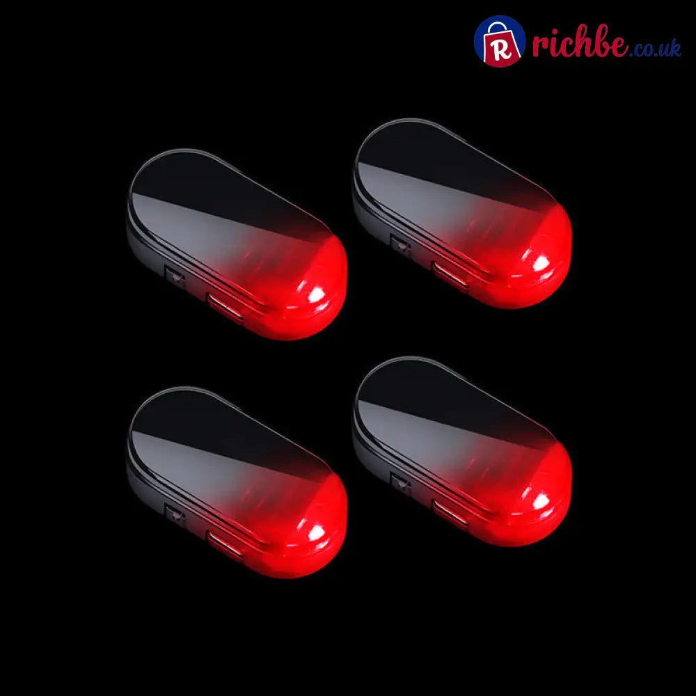 Solar Powered Car Anti-Theft Warning Light - Black Shell / Red Light / 4-Pack - Car Accessories
