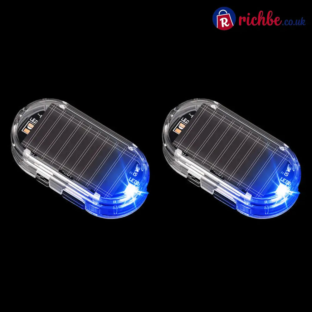 Solar Powered Car Anti-Theft Warning Light - Transparent Shell / Blue Light / 2-Pack - Car Accessories
